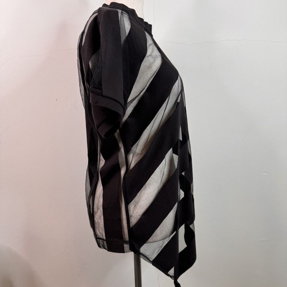 Marques Almeida Womens Shirt Devore Striped Top Goth Sheer Asymmetrical Small - Picture 10 of 12